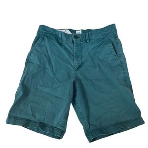 Gap Mens Chino Shorts Size 31 Teal Green Flat Front Cotton Stretch Casual preppy